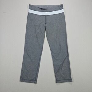 Lululemon Align Crop Leggings Charcoal Heather White Stripe Logo Size 6‎